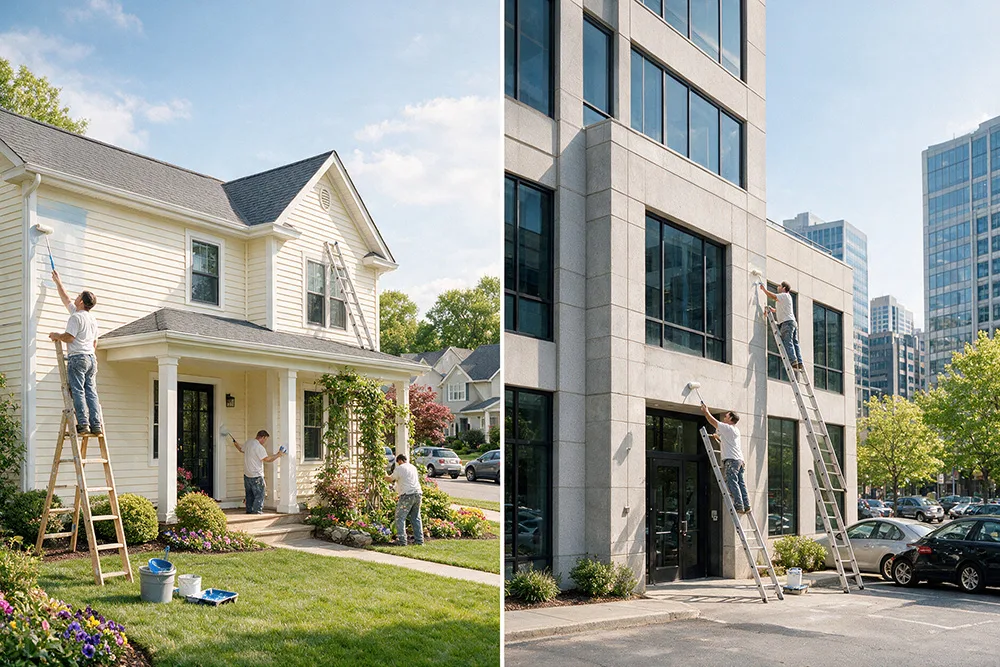 Commercial Painting vs. Residential Painter Taking On a Big Job: What's the Actual Difference?