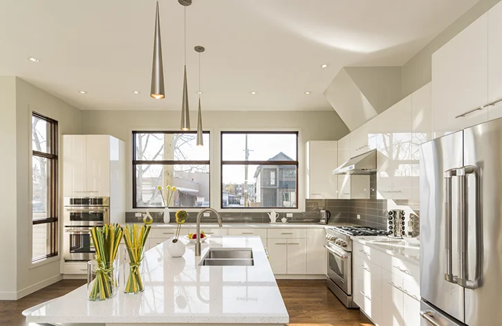 A newly painted kitchen interior